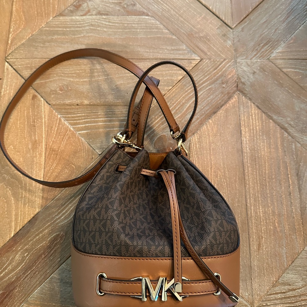 Michael Kors Brown and Tan Mini Bucket Bag